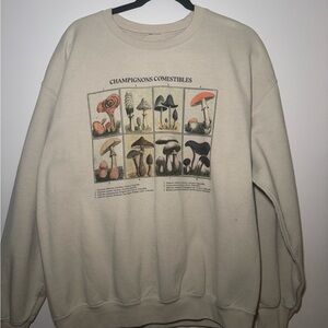 PacSun Cream Mushroom Graphic Crewneck Sweatshirt